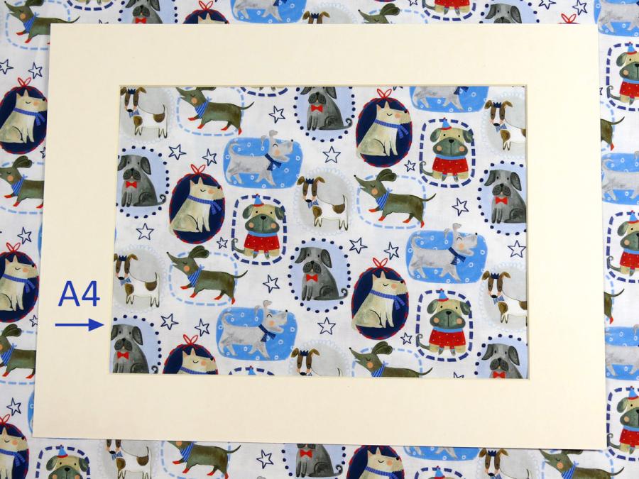 Patchworkstoff mit Hunden und Zicklein von Timeless Treasures A4 Ansicht